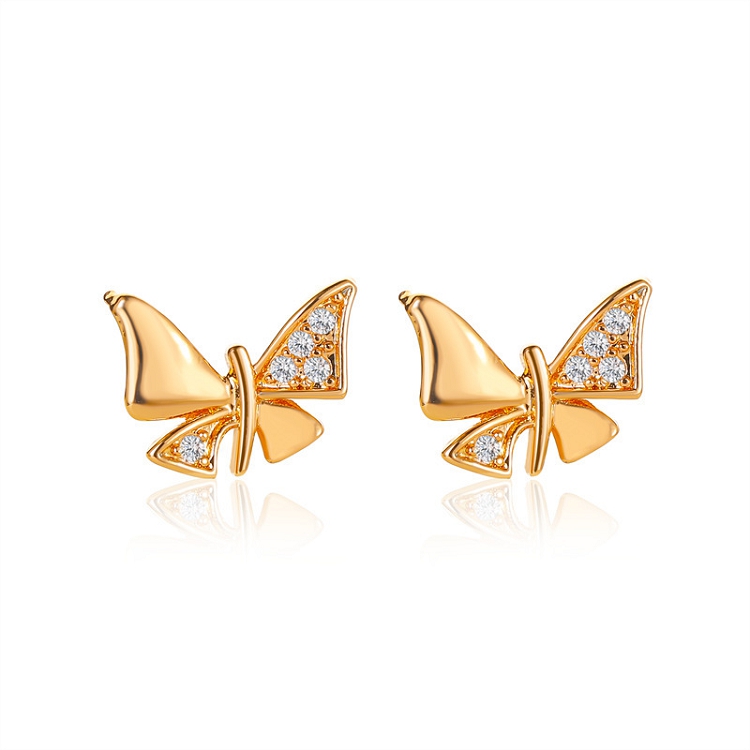 Classic simple diamond set super fairy butterfly earrings female Japanese and Korean temperament commuter earrings new hot selling earrings ?